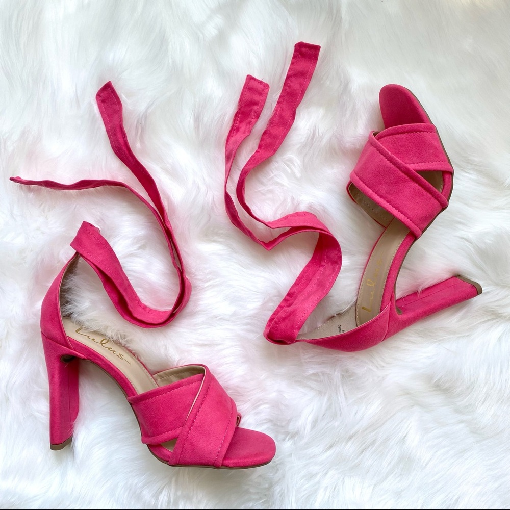 NIB Lulu’s Size 8 Hot Pink Lace-Up Heels